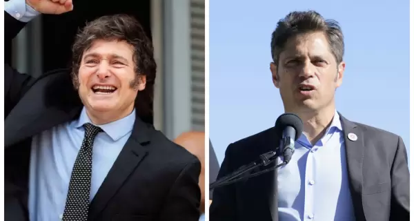 El presidente Javier Milei y el gobernador bonaerense Axel Kicillof.