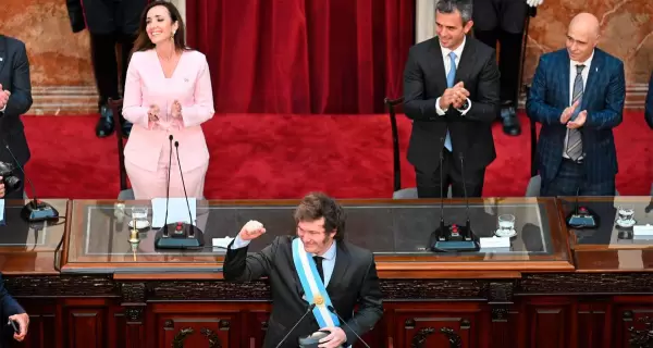 Javier Milei, Victoria Villarruel y Martn Menem en la apertura de sesiones ordinarias en el Congreso
