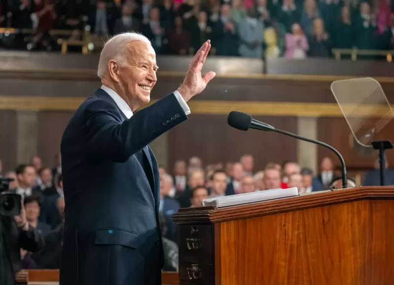El presidente Joe Biden pronuncia el discurso sobre el Estado de la Unin en una sesin conjunta del Congreso en el Capitolio de Estados Unidos.