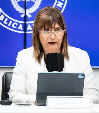 La ministra de Seguridad, Patricia Bullrich, en conferencia de prensa