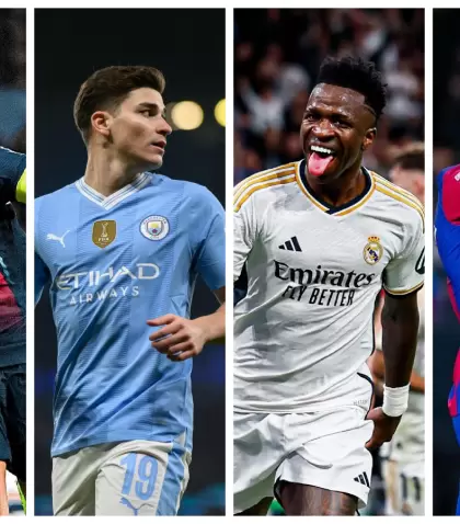 Kylian Mbapp�, Juli�n �lvarez, Vinicius Jr. y Robert Lewandowski