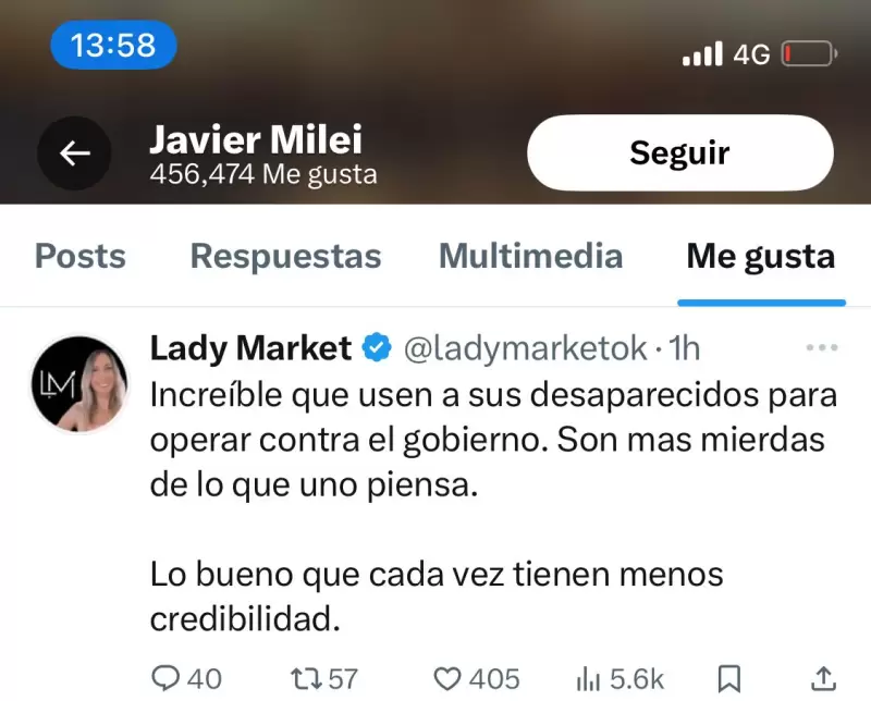 El Like de Milei por la denuncia de H.I.J.O.S