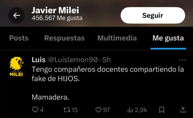 Like de Milei a una cuenta libertaria.