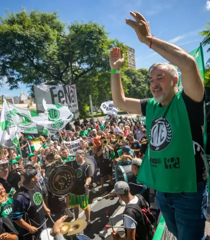 El secretario general de ATE, Rodolfo Aguiar, en una movilizaci�n.