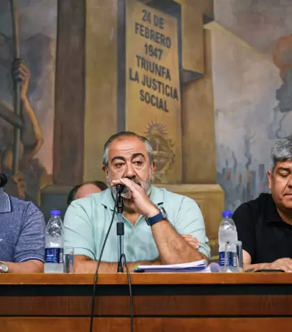 El triunvirato de la CGT, Carlos Acua, Hctor Der y Pablo Moyano.