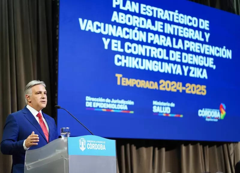 El gobernador de Crdoba, Martn Llaryora, en la presentacin del plan de vacunacin para la prevencin y control de dengue, chikungunya y zika.