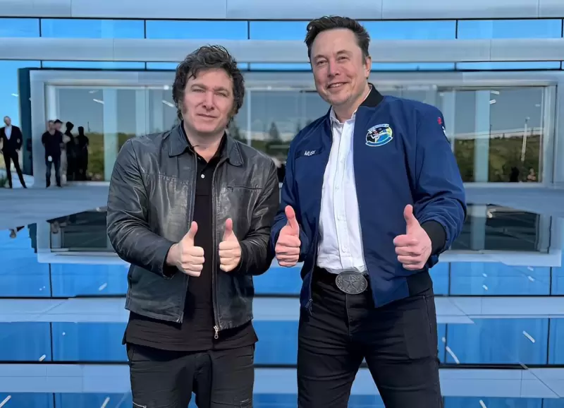 El primer encuentro del presidente Javier Milei con el empresario Elon Musk en Austin, Texas, el 12 de abril.