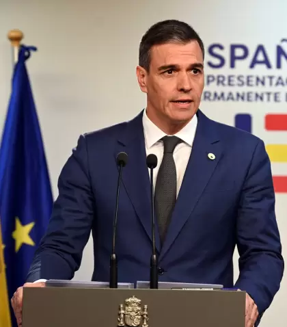 El presidente del Gobierno de Espaa, Pedro Snchez, tras finalizar el Consejo Europeo el 18 de abril en Blgica.