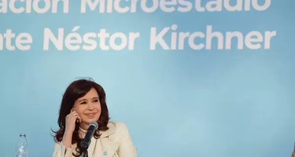 La expresidenta Cristina Fernndez de Kirchner en la inauguracin del microestadio presidente Nstor Kirchner de Quilmes, el 27 de abril.