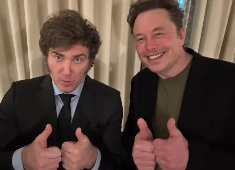 El presidente Javier Milei junto al empresario Elon Musk.