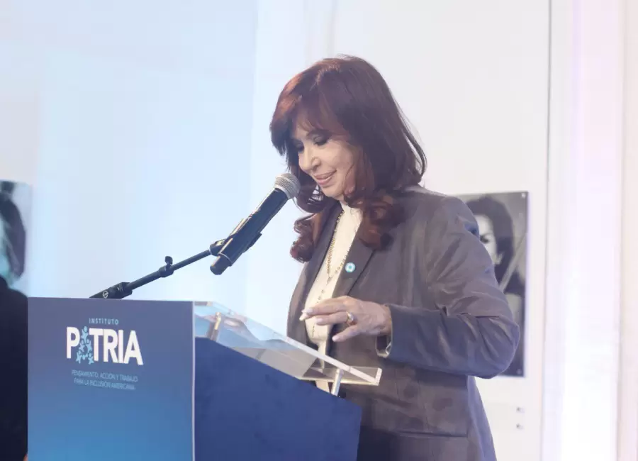 Cristina Fernndez de Kirchner en su acto de este lunes en el Instituto Patria