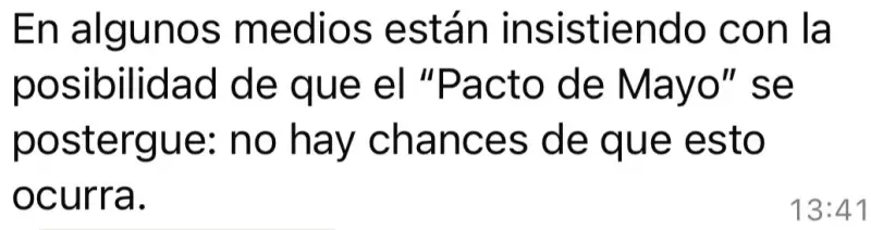 Mensaje de Adorni en el canal de Whatsapp