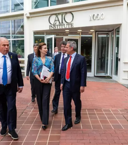 El embajador argentino en Estados Unidos, Gerardo Werthein, la canciller Diana Mondino y el jefe de Gabinete, Nicols Posse.