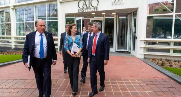 El embajador argentino en Estados Unidos, Gerardo Werthein, la canciller Diana Mondino y el jefe de Gabinete, Nicols Posse.