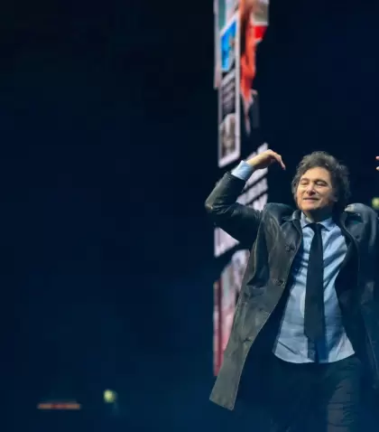 El presidente Javier Milei hoy durante la presentacin de su libro en el Luna Park.