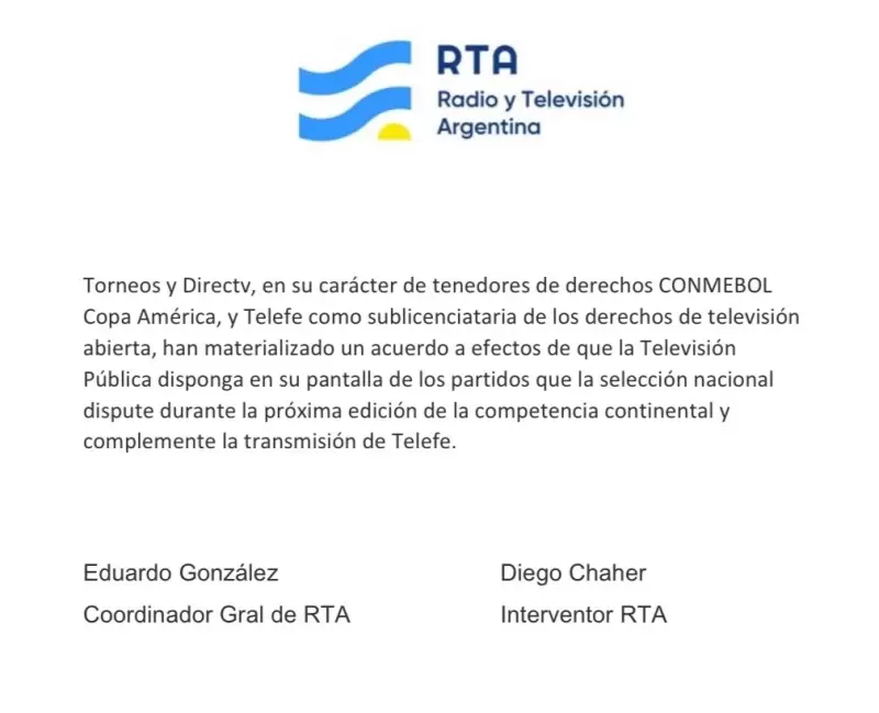 El comunicado de Radio y Televisin Argentina