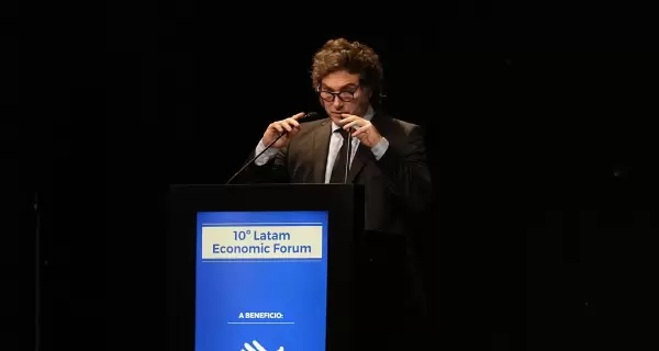 El presidente Javier Milei durante un discurso en el Latam Economic Forum