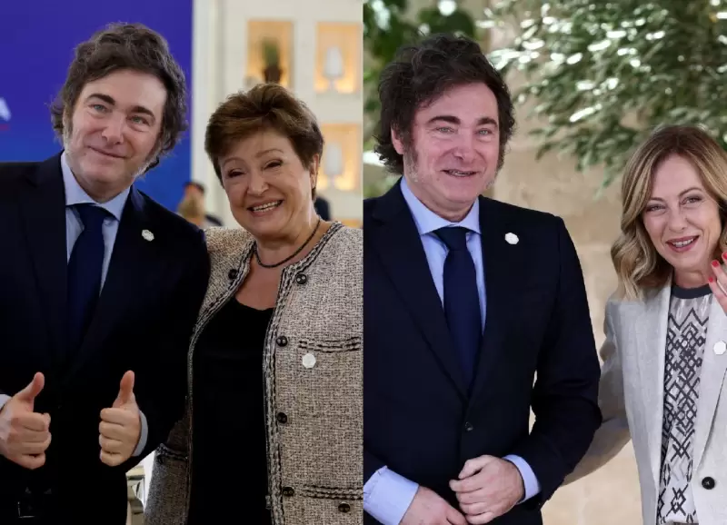 Milei con Georgieva y Meloni durante la Cumbre del G7