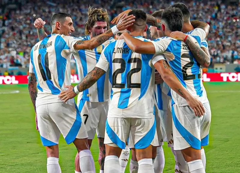 El festejo de la Seleccin Argentina tras el triunfo frente a Chile por la Copa Amrica.