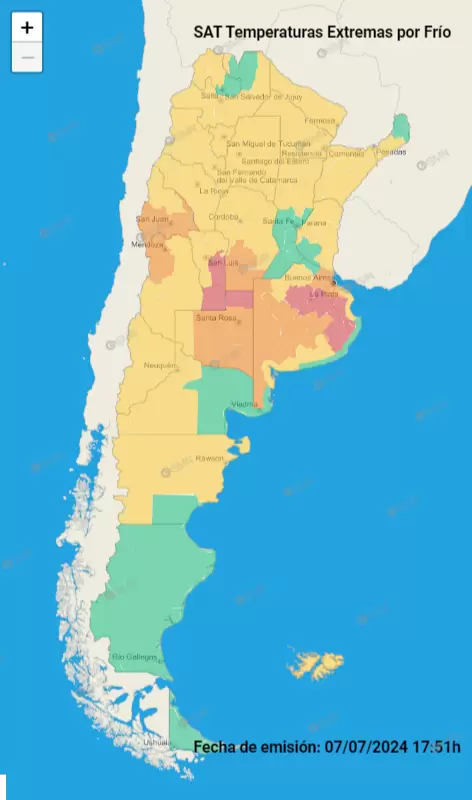 Temperaturas extremas en Argentina