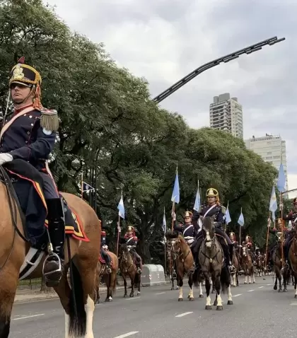 Granaderos a caballo en el desfile del 9 de julio de 2019.