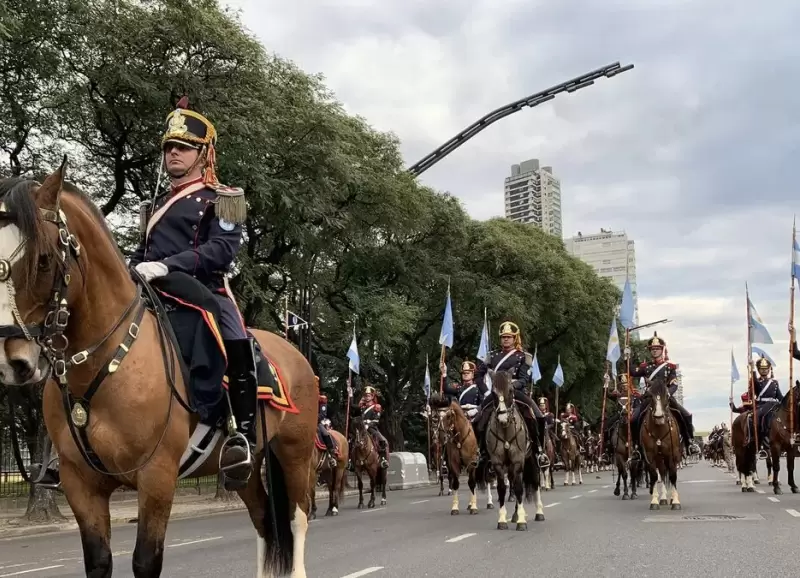 Granaderos a caballo en el desfile del 9 de julio de 2019.