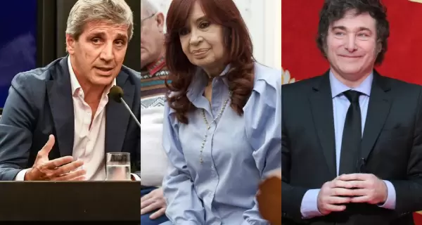 El ministro de Economa, Luis Caputo, la expresidenta Cristina Fernndez de Kirchner y el presidente Javier Milei