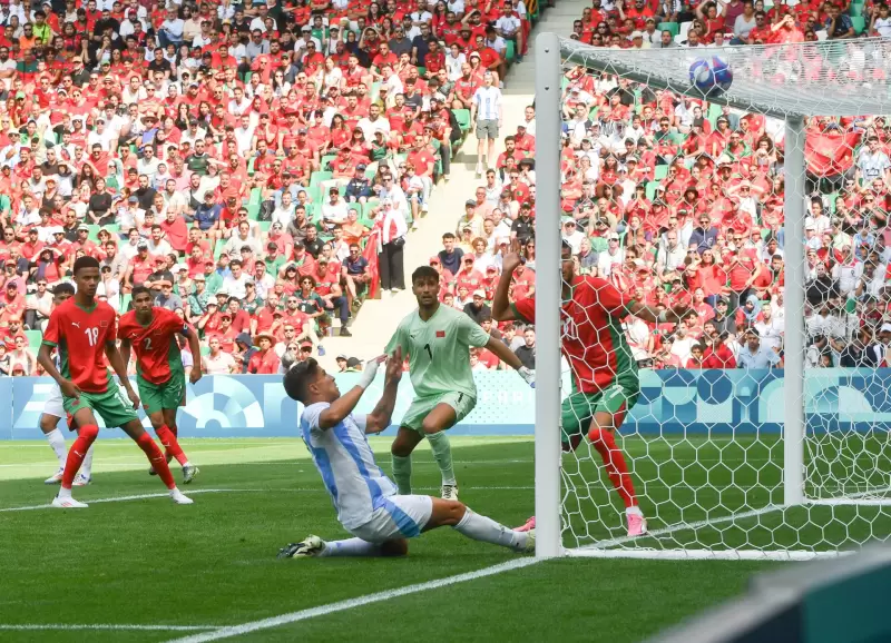 El gol de Cristian Medina frente a Marruecos que fue anulado mediante el VAR luego de que el partido fuera suspendido por incidentes