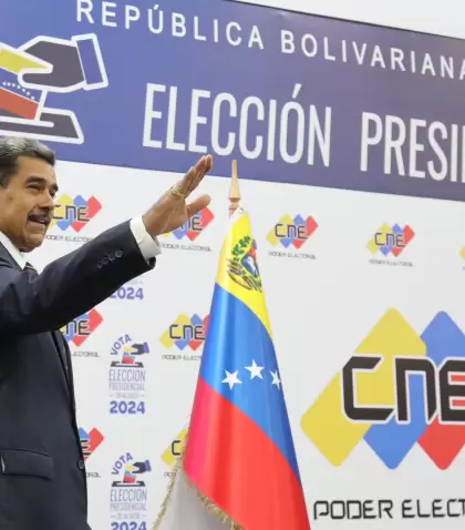 El presidente de Venezuela, Nicols Maduro, en conferencia de prensa tras haber sido declarado reelecto por la autoridad electoral