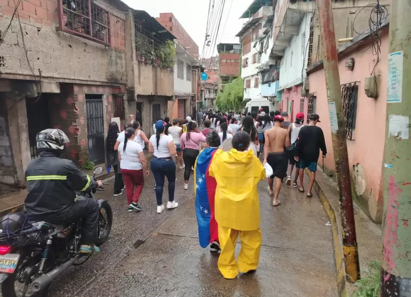 Protestas en la barrio popular Petare de Caracas