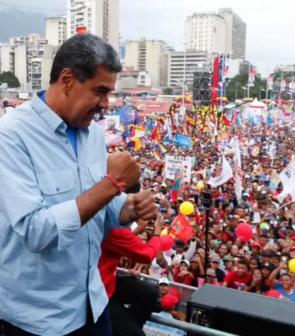 El presidente de Venezuela, Nicols Maduro, en su acto de cierre de campaa del jueves en Caracas