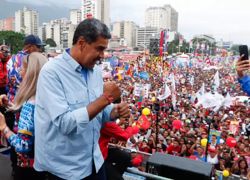 El presidente de Venezuela, Nicols Maduro, en su acto de cierre de campaa del jueves en Caracas