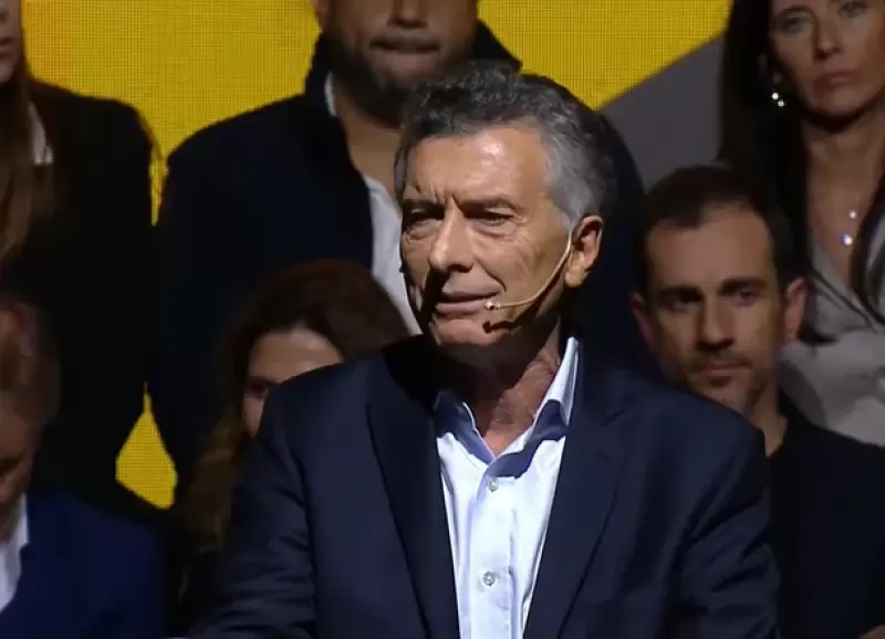 El expresidente Mauricio Macri hoy en el relanzamiento del PRO.