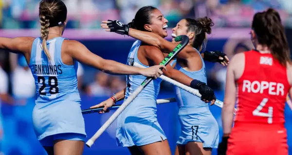 El festejo de Las Leonas en su triunfo ante Gran Breta�a por los Juegos Ol�mpicos Par�s 2024