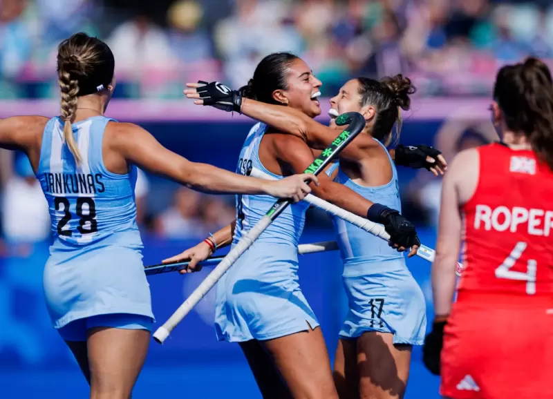 El festejo de Las Leonas en su triunfo ante Gran Bretaa por los Juegos Olmpicos Pars 2024