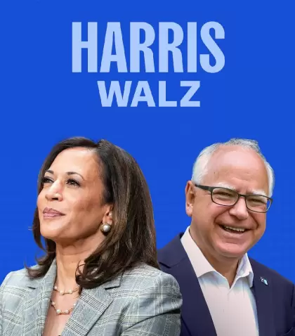 Kamala Harris y Tim Walz en el primer afiche de campaa presidencial.