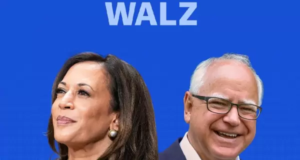 Kamala Harris y Tim Walz en el primer afiche de campaa presidencial.