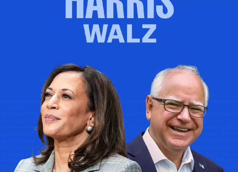 Kamala Harris y Tim Walz en el primer afiche de campaa presidencial.