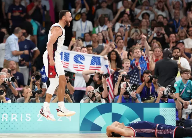 El festejo de Stephen Curry en el triunfo de Estados Unidos frente a Serbia por las semis de bsquet de los Juegos Olmpicos Pars 2024