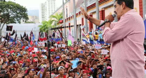 El presidente de Venezuela, Nicols Maduro, en un acto donde anunci el bloqueo de la red social X