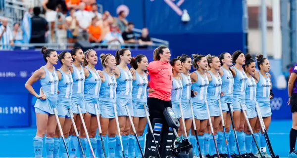 Las Leonas, antes de empezar el partido contra Blgica por la medalla de bronce.