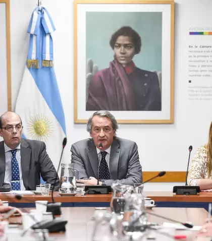 Las autoridades de la comisi�n de Asuntos Constitucionales; el presidente Nicol�s Mayoraz y los vicepresidentes Mar�a Eugenia Vidal y Ricardo Daives