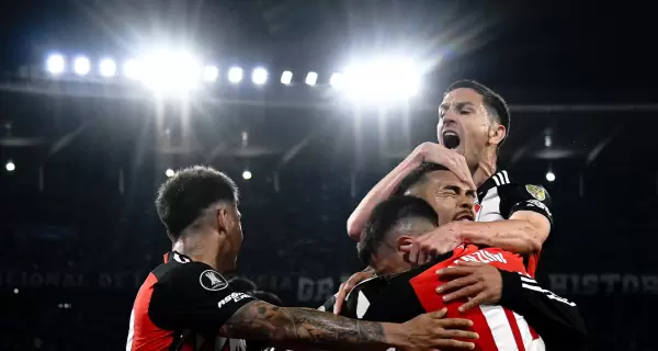 El festejo de River tras el triunfo ante Talleres por la ida de los octavos de final de la Copa Libertadores