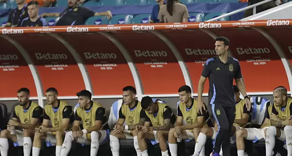 Lionel Scaloni en el banco de la Selecci�n Argentina durante la Copa Am�rica 2024