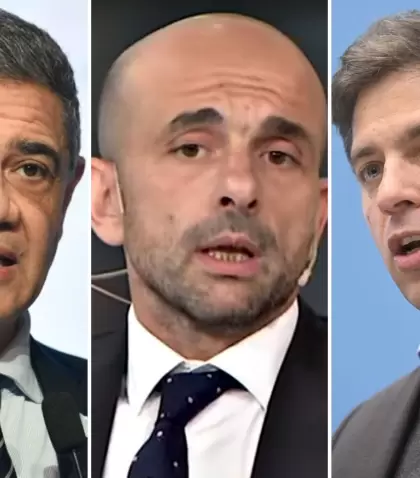 De izquierda a derecha: Jorge Macri, Franco Mogetta y Axel Kicillof.