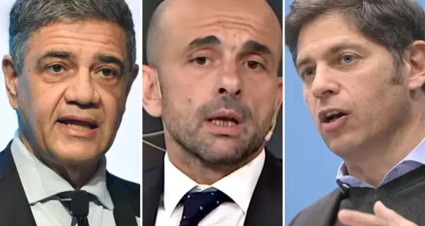 De izquierda a derecha: Jorge Macri, Franco Mogetta y Axel Kicillof.