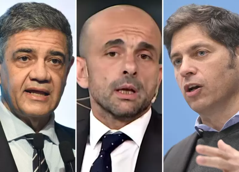 De izquierda a derecha: Jorge Macri, Franco Mogetta y Axel Kicillof.