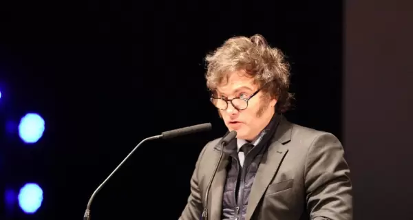 El presidente Javier Milei durante su discurso en el Foro de Madrid.