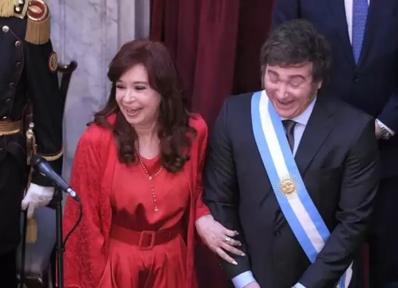 Cristina Kirchner y Javier Milei, durante la asuncin presidencial del mandatario.