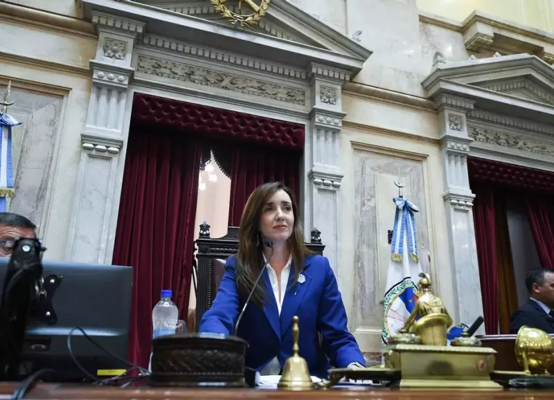 Victoria Villarruel en el estrado del Senado